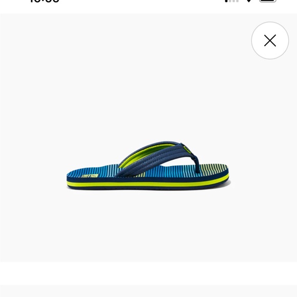 Reef Kids Ahi Collection Aqua Blue & Green Striped  Flip Flops/Sandals USA 2 - Picture 3 of 8